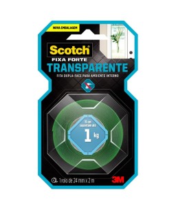 Fita Dupla Face 3M™ Scotch® Fixa Forte, Transparente, 24mmx2m  