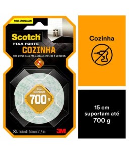 Fita Dupla Face Scotch® Fixa Forte Cozinha, 24 mm x 1,5 m