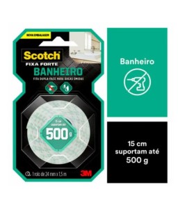 Fita Dupla Face 3M™ Scotch® Fixa Forte, Banheiros, 24 mm x 1,5 m