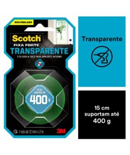 Fita Dupla Face Fixa Forte Interiores Transparente 12mm x 2,0 m Scotch