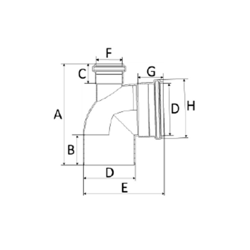 Joelho c/visita 100x75mm SR 90º Esgoto Amanco