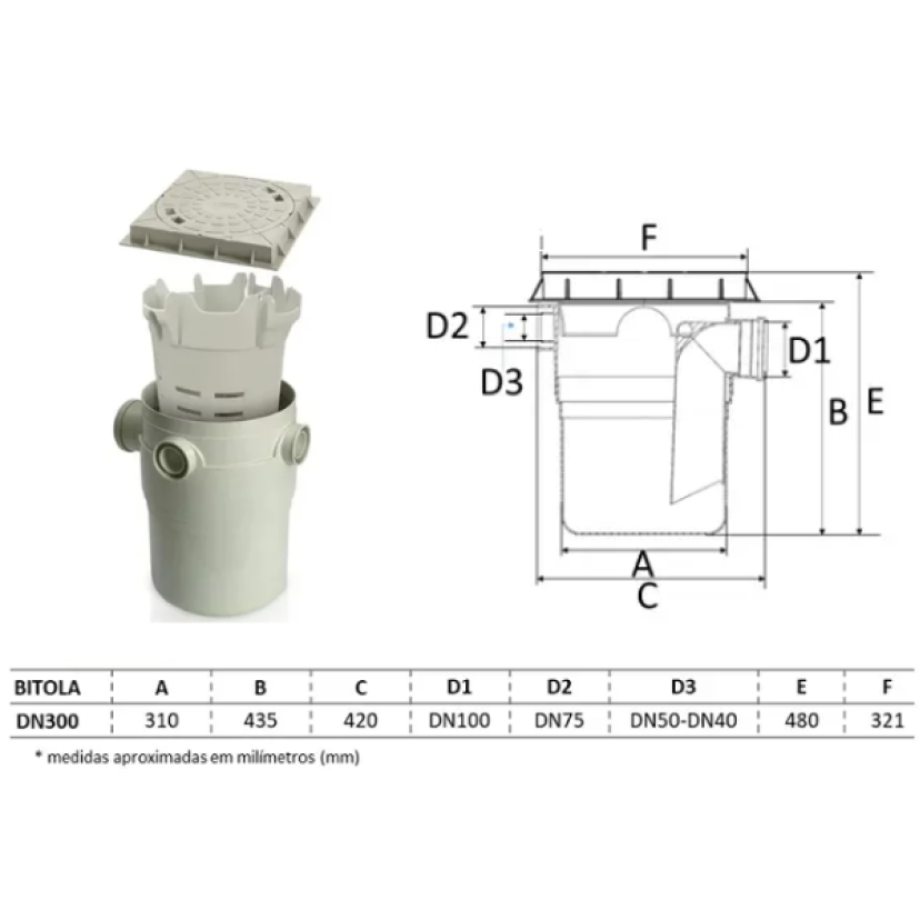 Caixa de Gordura Conjunto Completo Dn 300 Amanco 21524