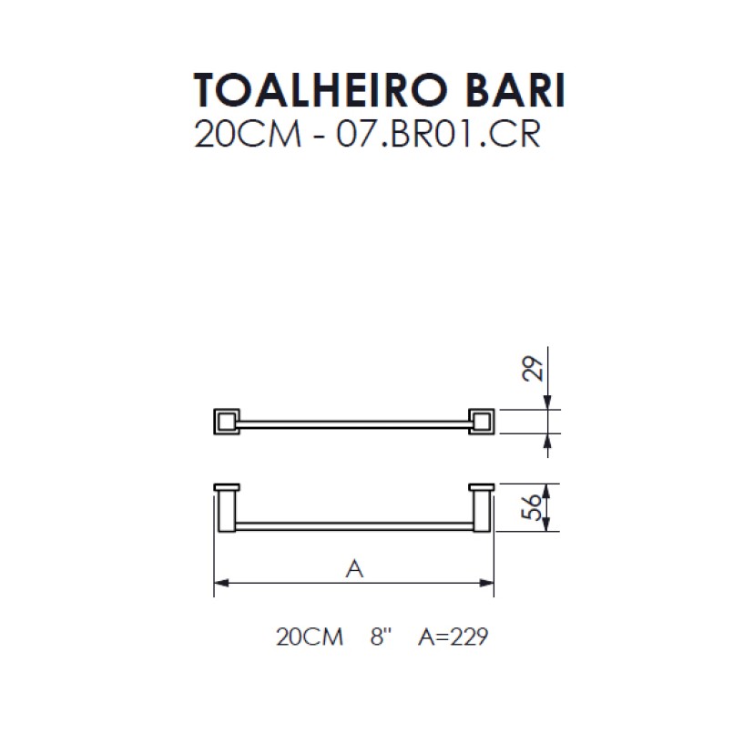 Toalheiro 20cm Bari Crismoe 07.BR01.CR