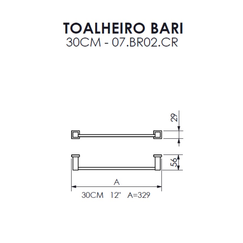 Toalheiro 30cm Bari Crismoe 07.BR02.CR