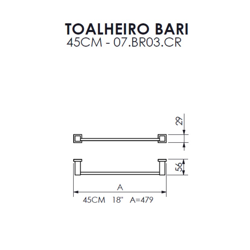 Toalheiro 45cm Bari Crismoe 07.BR03.CR