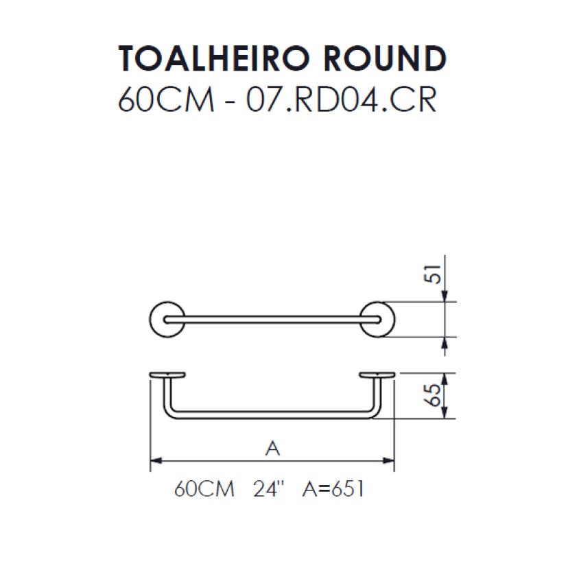 Toalheiro 60cm Round Crismoe 07.RD04.CR