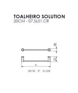 Toalheiro 20cm Solution Crismoe 07.SL01.CR