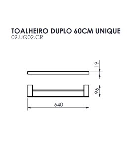 Toalheiro Duplo 60cm Unique Crismoe 09.UQ02.CR