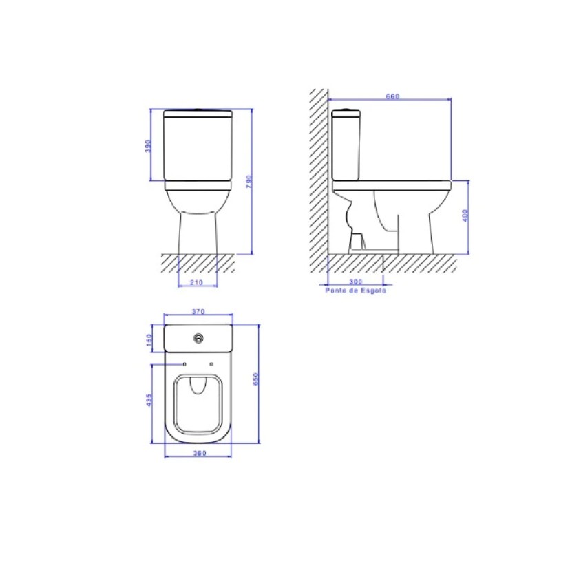 Kit completo Bacia com caixa acoplada Quadra Deca KP.210.17