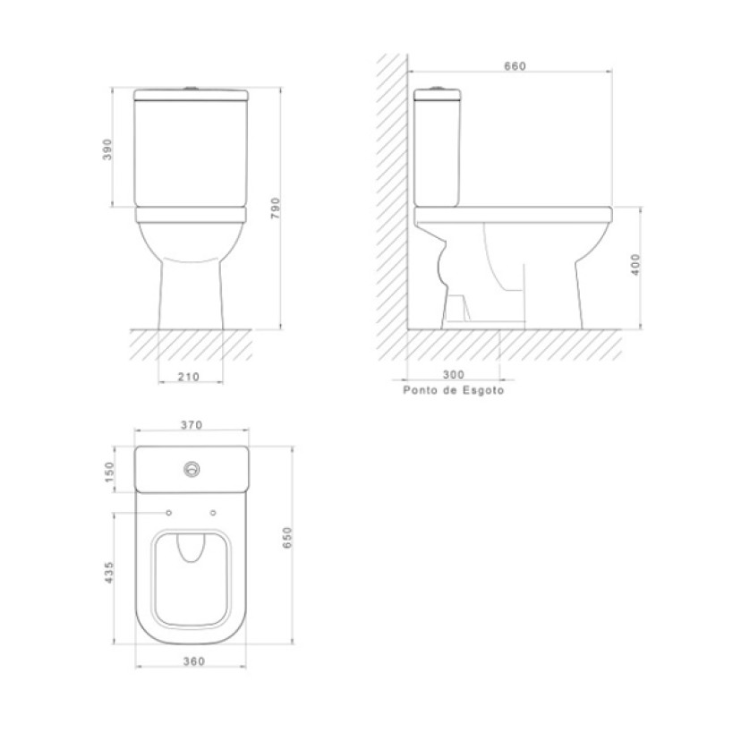 Bacia Para Caixa Acoplada Deca Quadra Ebano P.210.95