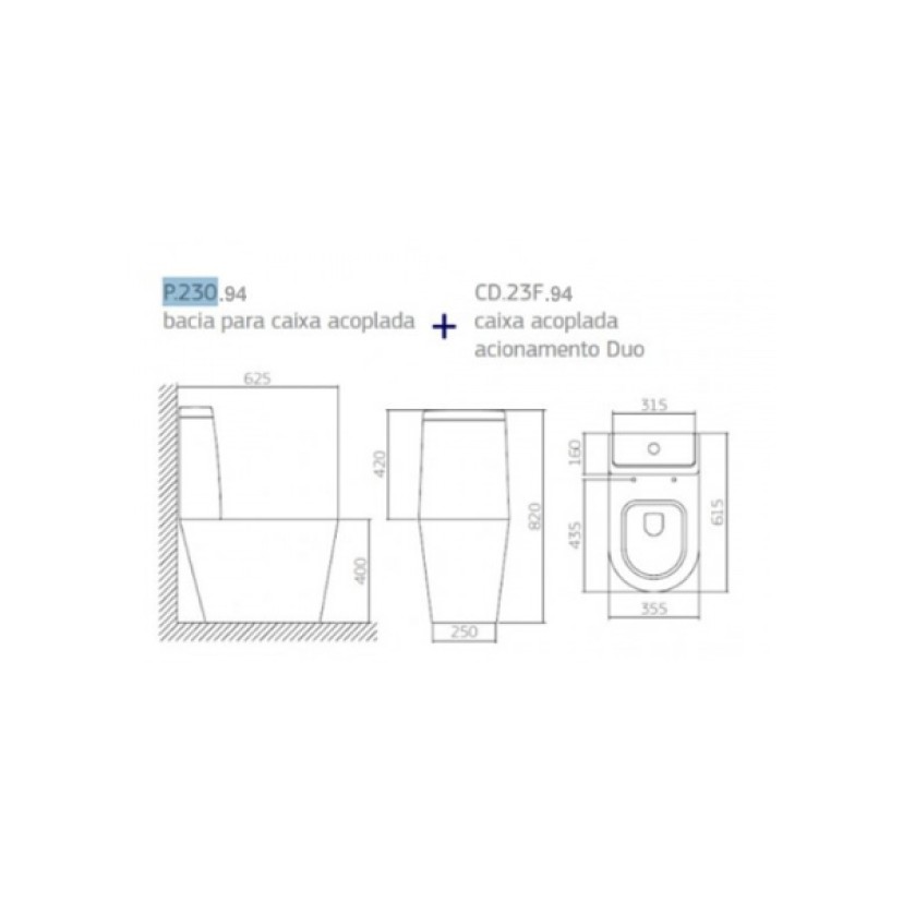 Bacia Deca para Caixa Link Preta fosca P.230.94