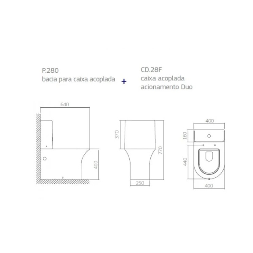 Bacia para Caixa Acoplada Wish Deca P.280.17