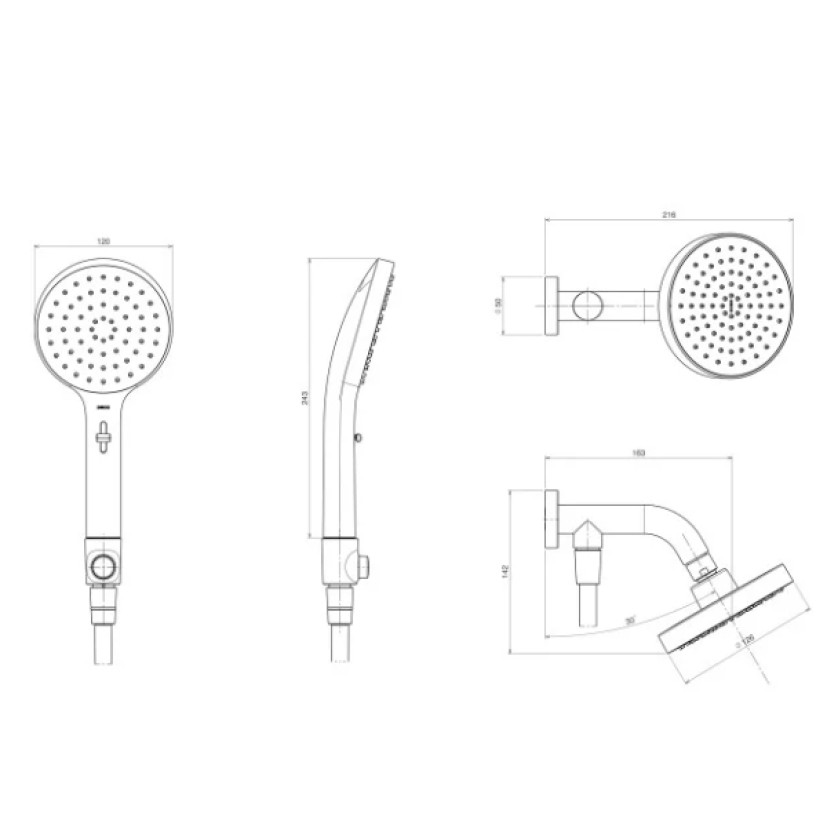 Chuveiro Redondo Parede Flex Cromado Com Desviador e Ducha Manual Deca 2081.C.DES