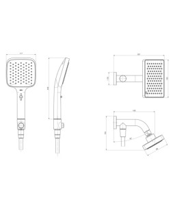 Chuveiro Quadrado Parede Cromado Com Desviador e Ducha Manual Deca Flex 2082.C.DES