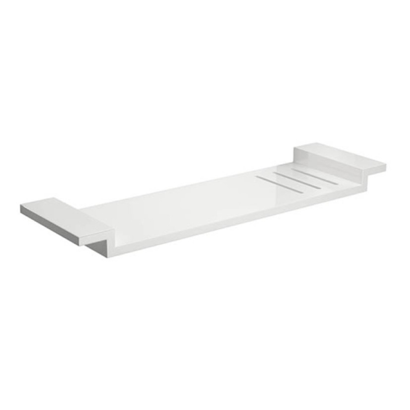 Base Para Prateleira Em Resina 350Mm Contemporânea Branco Deca com Rasgo 4247.R97.035.BR