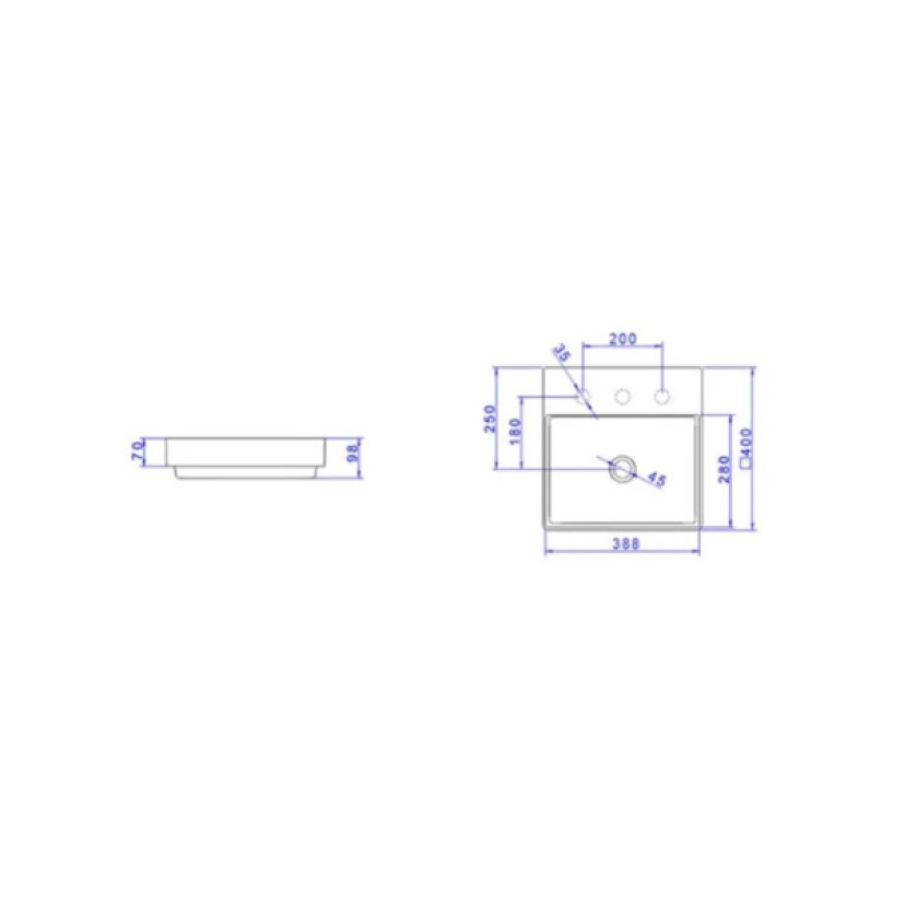 Cuba de Sobrepor com mesa Quadrada Borda fina Deca Branco Fosco L.129.16