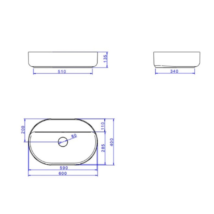 Cuba Oval Apoio com Mesa Deca 60cm Ebano Fosco L.14060.M.94