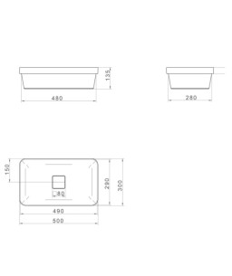 Cuba de sobrepor Retangular 50cm Barbante Deca Slim L.23050.26