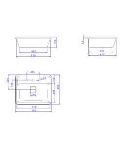 Cuba Slim Retangular de Embutir com Mesa 50cm Soft Antracite Deca L.33050.M.85