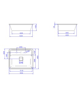 Cuba Slim Retangular de Embutir com Mesa 50cm Ébano Fosco Deca L.33050.M.94