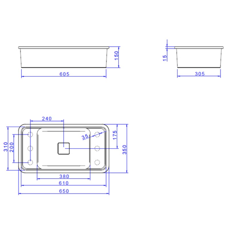 Cuba Slim Retangular de Embutir com Mesa 60cm Branco Deca L.33060.MDE.17