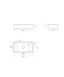 Cuba Slim Retangular de Embutir com Mesa 60cm Barbante Deca L.33060.MDE.26