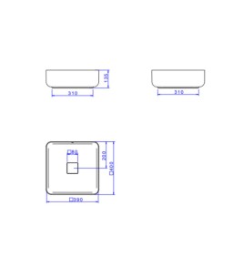 Cuba Quadrada Apoio Deca 40cm Ebano Fosco L.11040.94