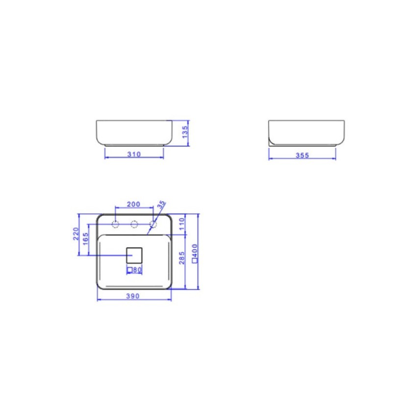 Cuba Quadrada Apoio com Mesa Deca 40cm Marrom Fosco L.11040.M.22