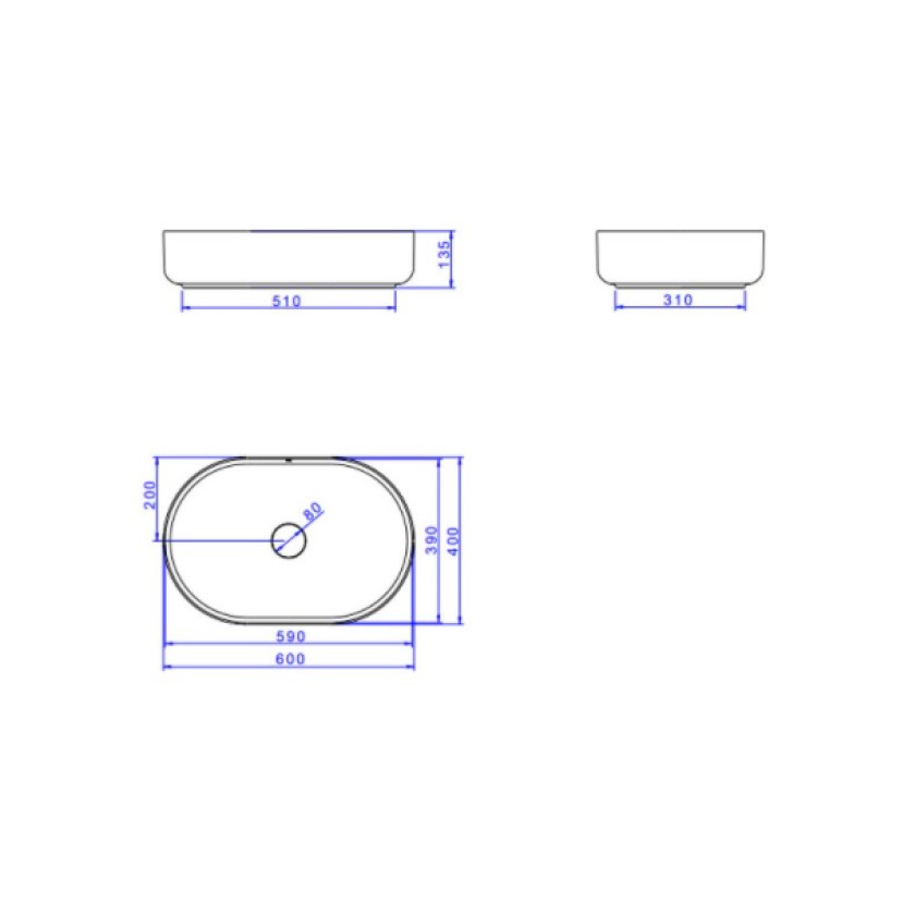 Cuba Oval Apoio com Mesa Deca 60cm Branco L.14060.M.17