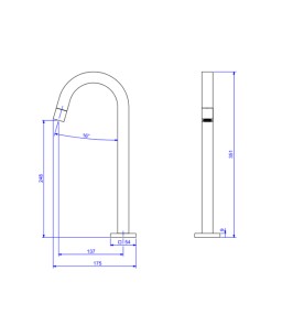 Torneira Tube Bica Alta Black Matte 1198.BL.TUB.MT