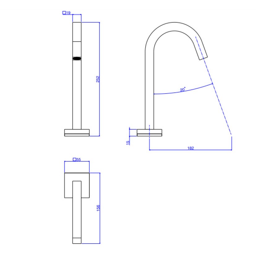 Torneira Tube Mesa Touchless Bica Baixa Lavatorio Deca Black Matte 1785.BL.TUB.MT.SNS