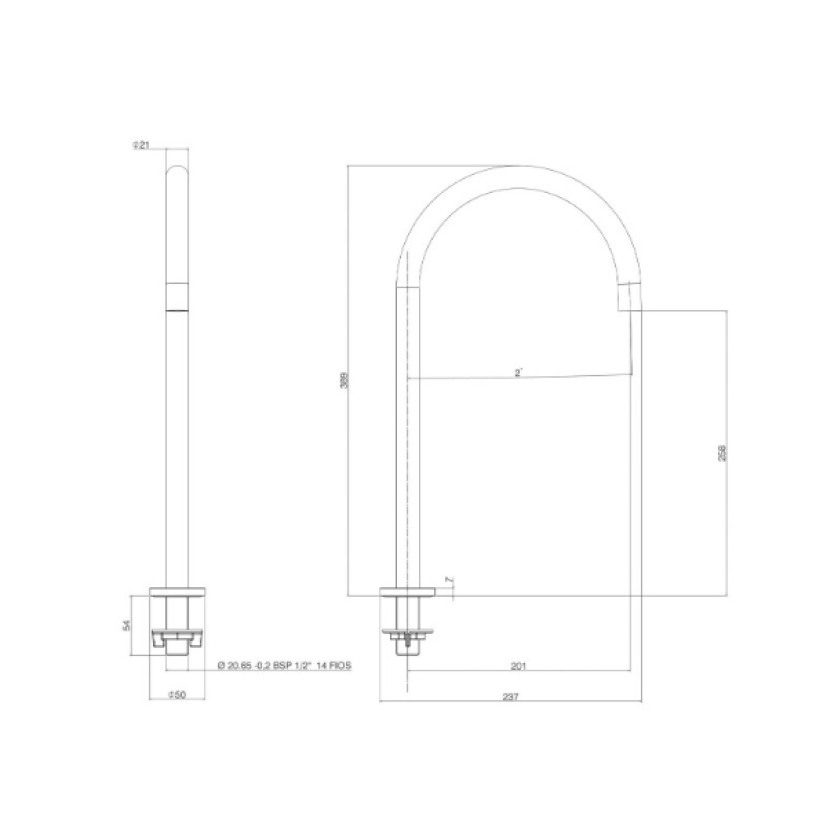 Bica lavatório Mesa quadrada alta deca you inox 1792.INX105