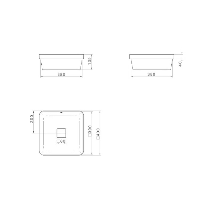 Cuba Slim Sobrepor Deca Quadrada 40cm Branco L.21040.17