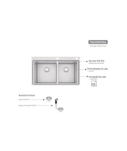 Cuba Sobrepor Tramontina Design Collection Smooth 2C 40 Aco Inox Acab Scotch Brite 86x52 93924103