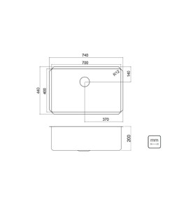 Cuba Inox Undermount Quadrum 70U Tramontina 700X400 Design Collection 94000/112