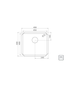 Cuba Inox Undermount Quadrum 45U Tramontina 450X400 Design Collection 94006/112