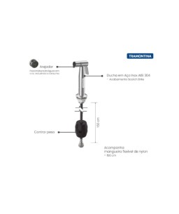 Ducha Manual Cozinha Tramontina em Aco Inox com Extensor 94516000