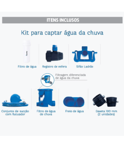 Kit Captação Agua de Chuva para Cisterna 10.000L Acqualimp 310214