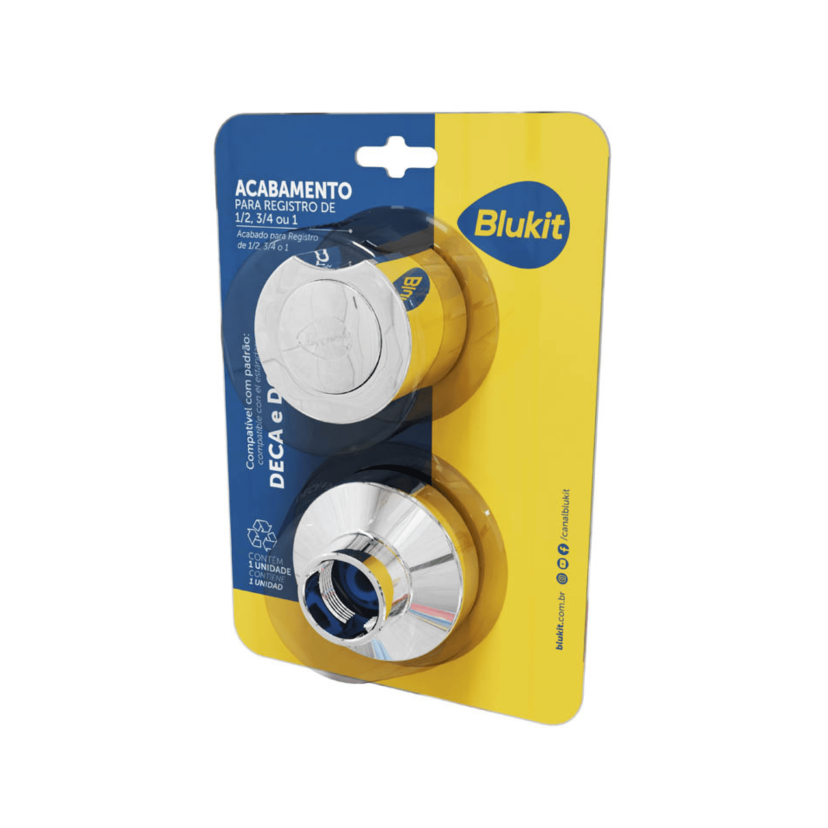 Acabamento ABS Cromado C40 Blukit Padrão Deca/Docol 1/2, 3/4 e 1" 091101-212