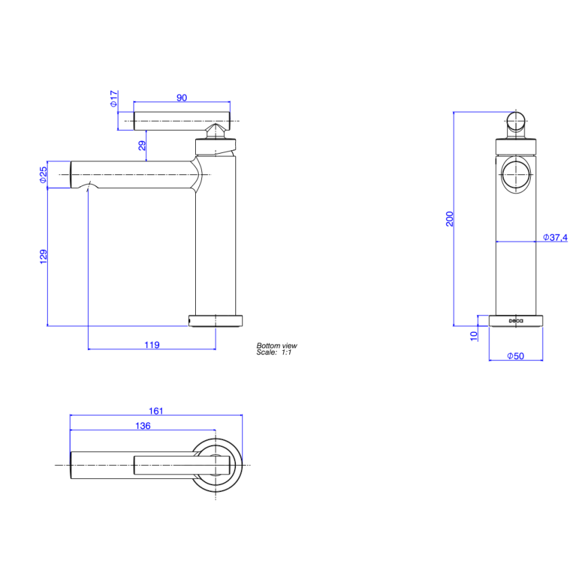 Misturador Monocomando de Mesa para Lavatório Bica Baixa Deca Beta Cromado 2875.C109