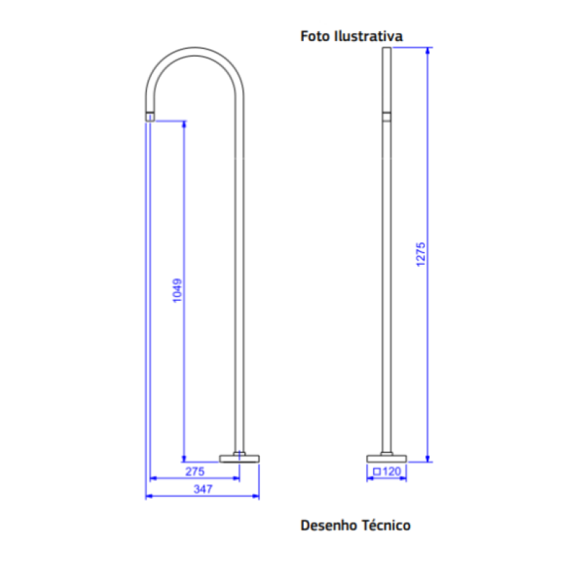 Torneira de Piso Curva Red Gold Tube Deca - 1199.GL.TUB.PSO.RD