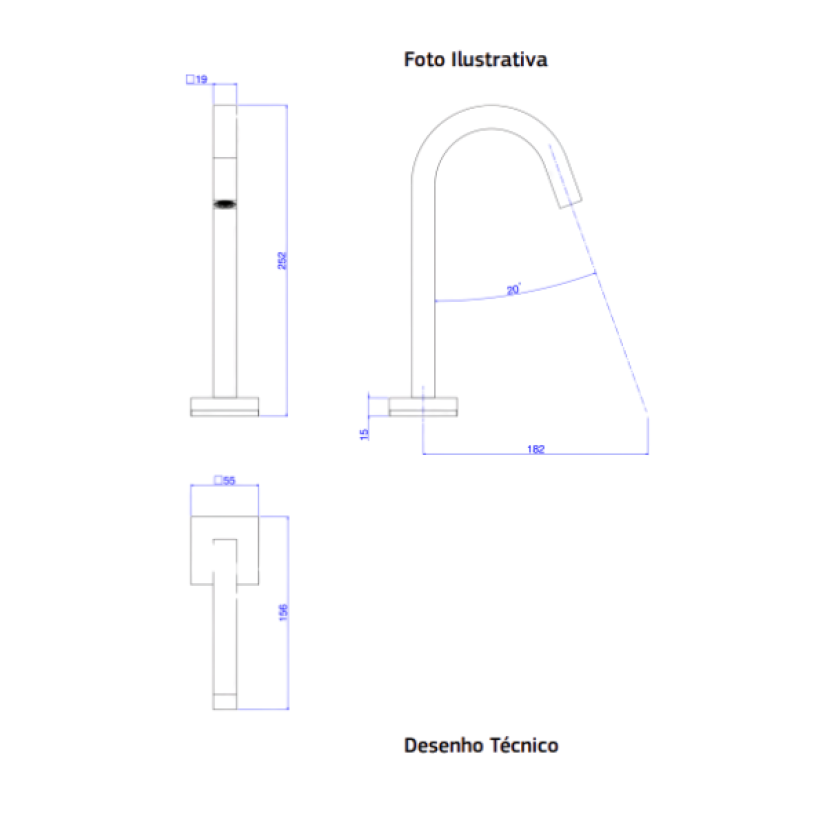 Torneira Lavatório Mesa Touchless Bica Baixa Red Gold Tube 1785.GL.TUB.RD.SNS