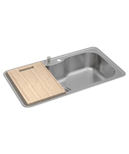 Cuba Cozinha Retangular 80X40cm com Deck e Acessorios Inox Deca Facile - CC.661.80.DKAC.INX
