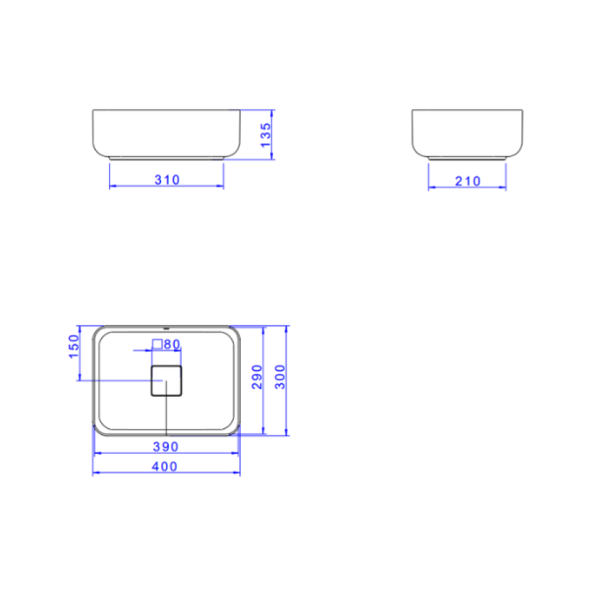 Cuba Retangular de Apoio Deca 40cm Marrom Fosco Slim - L.13040.22