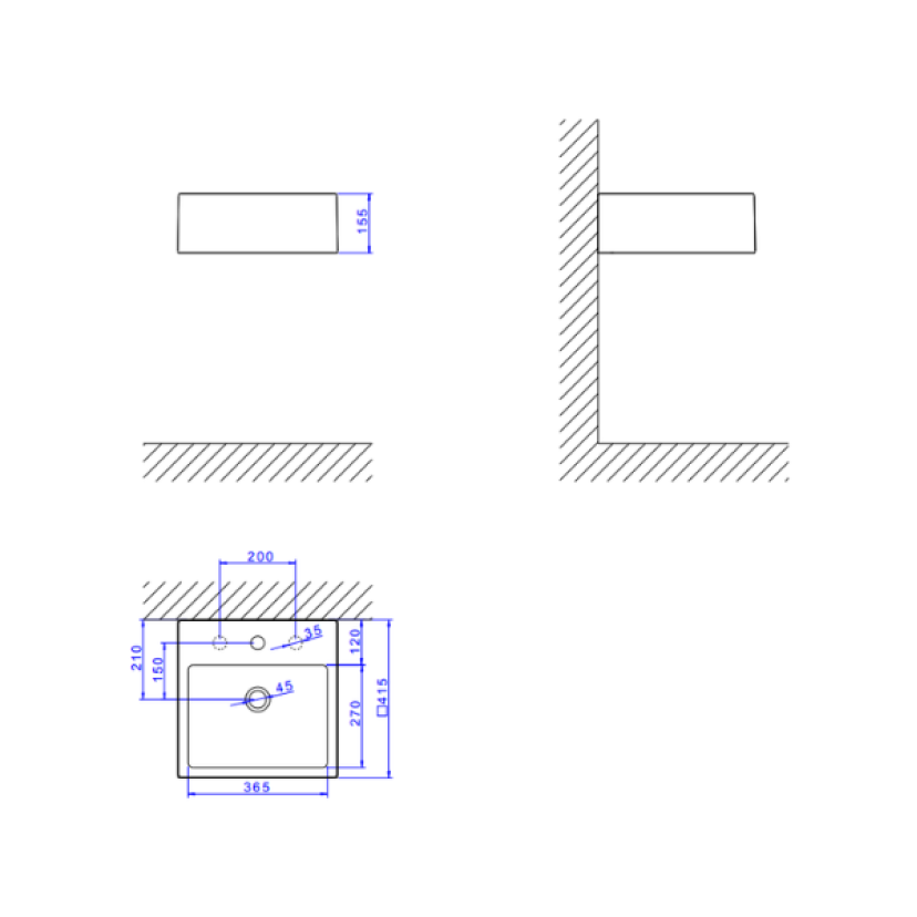 Cuba Quadrada Suspensa com Mesa 41cm Branco L.73S.17