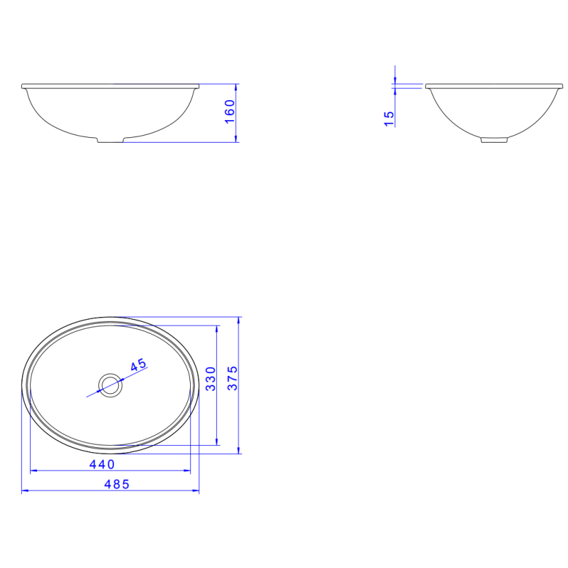 Cuba Oval de Embutir 44cm Branco Deca L.37.17