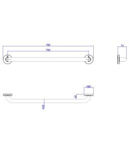 Barra de Apoio Deca Conforto 70cm Aço Polido 2310.I.070.POL.N