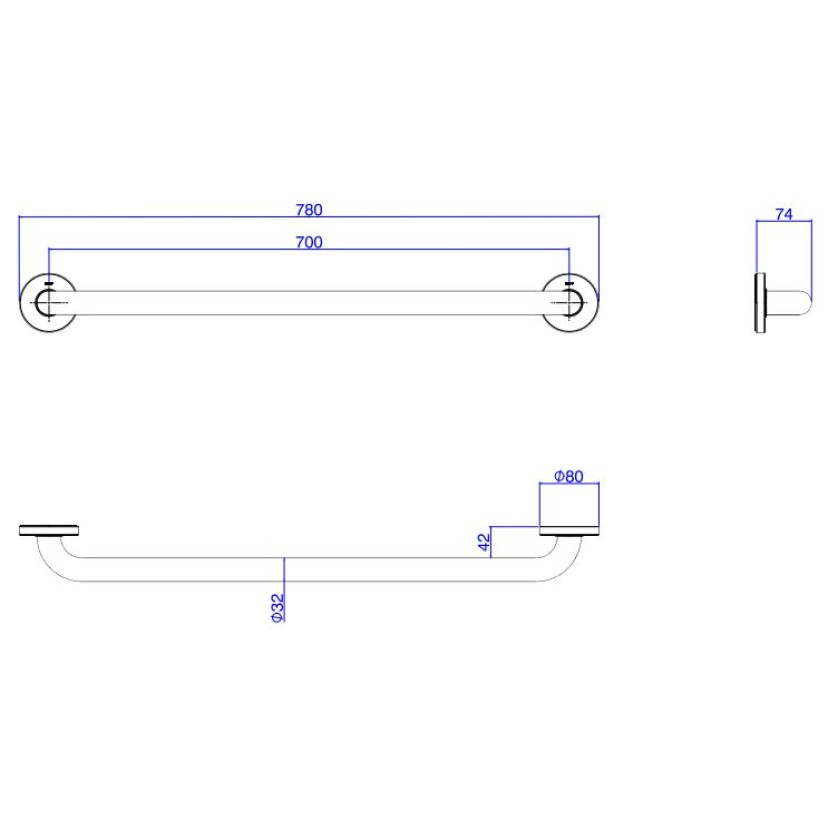 Barra de Apoio Deca Conforto 70cm Aço Polido 2310.I.070.POL.N