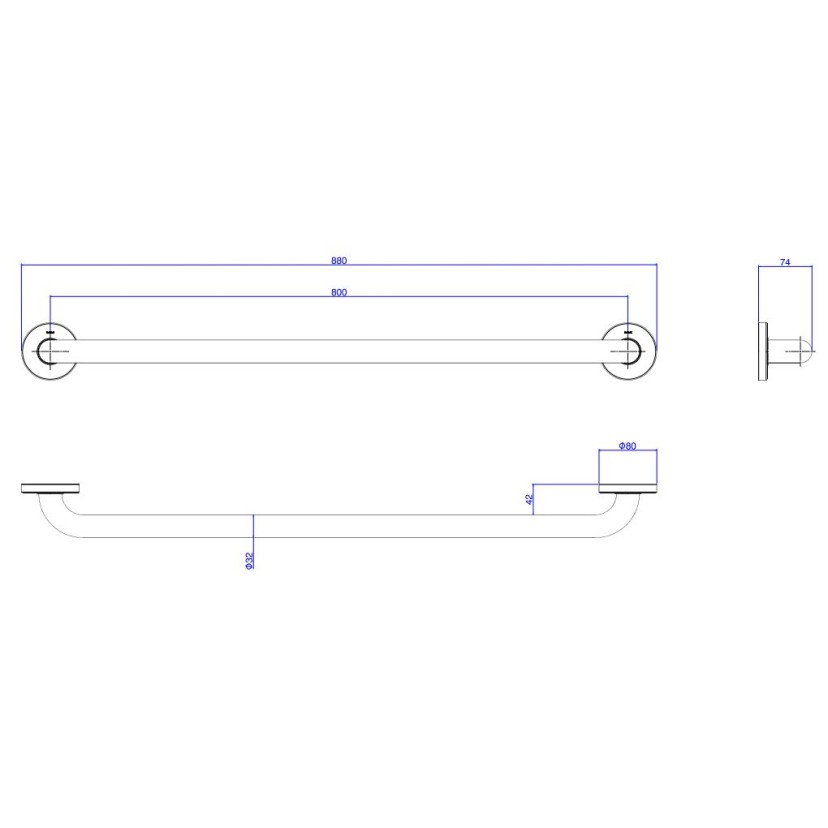 Barra de Apoio Deca Conforto 80cm Aço Polido 2310.I.080.POL.N