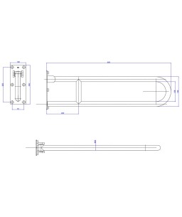 Barra De Apoio Lateral Articulada Deca Conforto 80cm Aço Polido 2315.I.080.POL.N